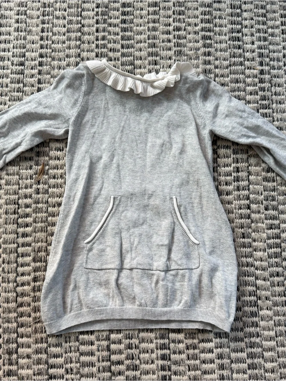 Lively Gray Knit Ruffle Collar Sweater Dress Size 3-4